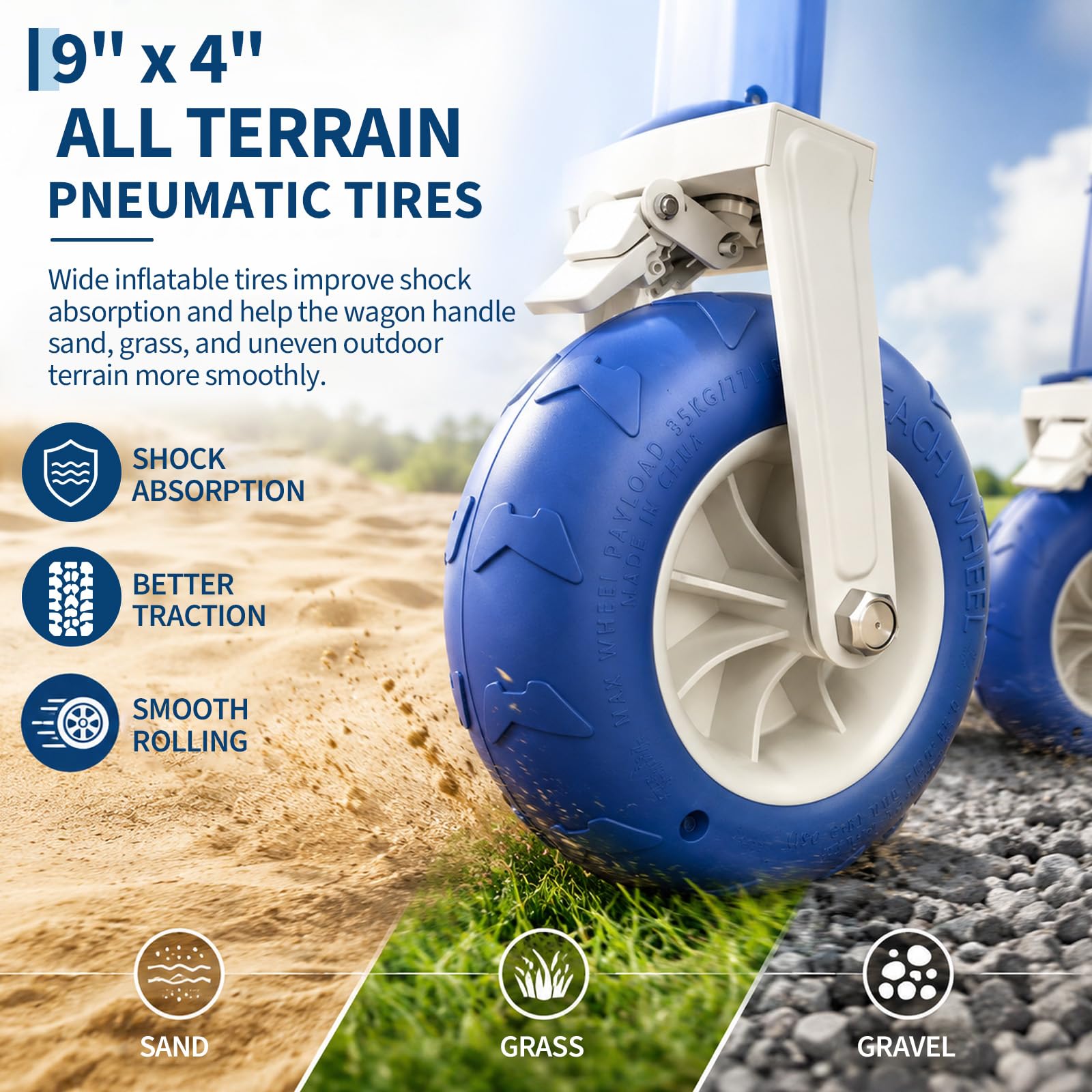Carrito de playa resistente de - Sports Equipment Trolley reseña y precio